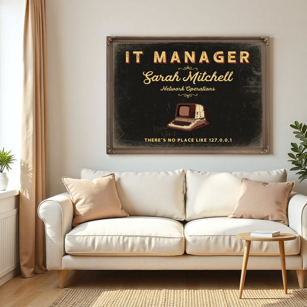 Personalized IT Manager Sign, There's No Place Like 127.0.0.1, Black & Gold, image 5