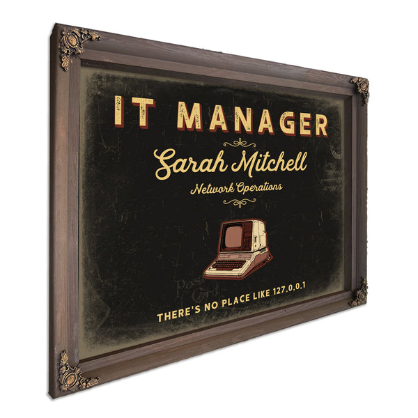 Personalized IT Manager Sign, There's No Place Like 127.0.0.1, Black & Gold, image 7