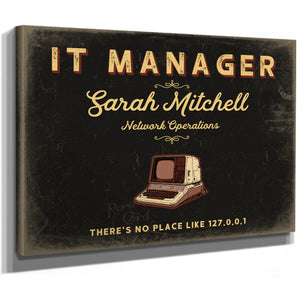 Personalized IT Manager Sign, There's No Place Like 127.0.0.1, Black & Gold, image 8