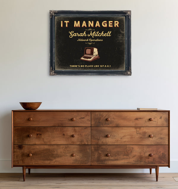Personalized IT Manager Sign, There's No Place Like 127.0.0.1, Black & Gold, image 19
