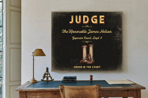 Personalized Judge Sign, Order in the Court, Black & Gold, image 2