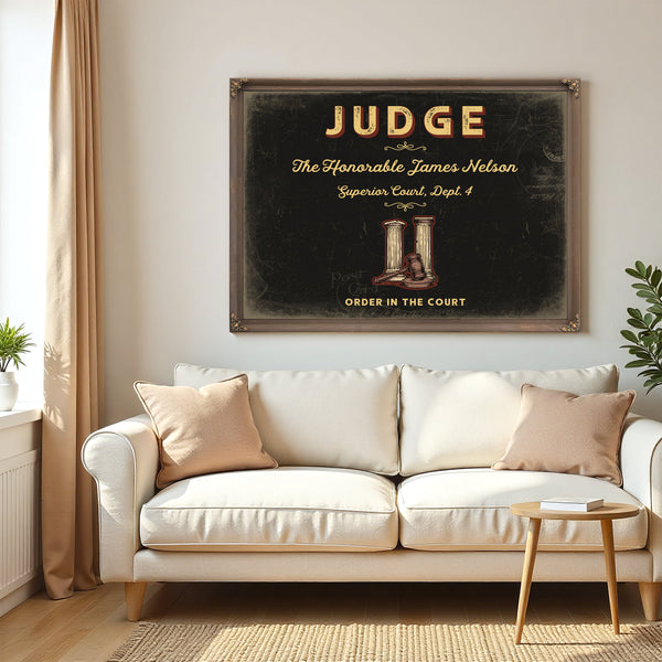 Personalized Judge Sign, Order in the Court, Black & Gold, image 5