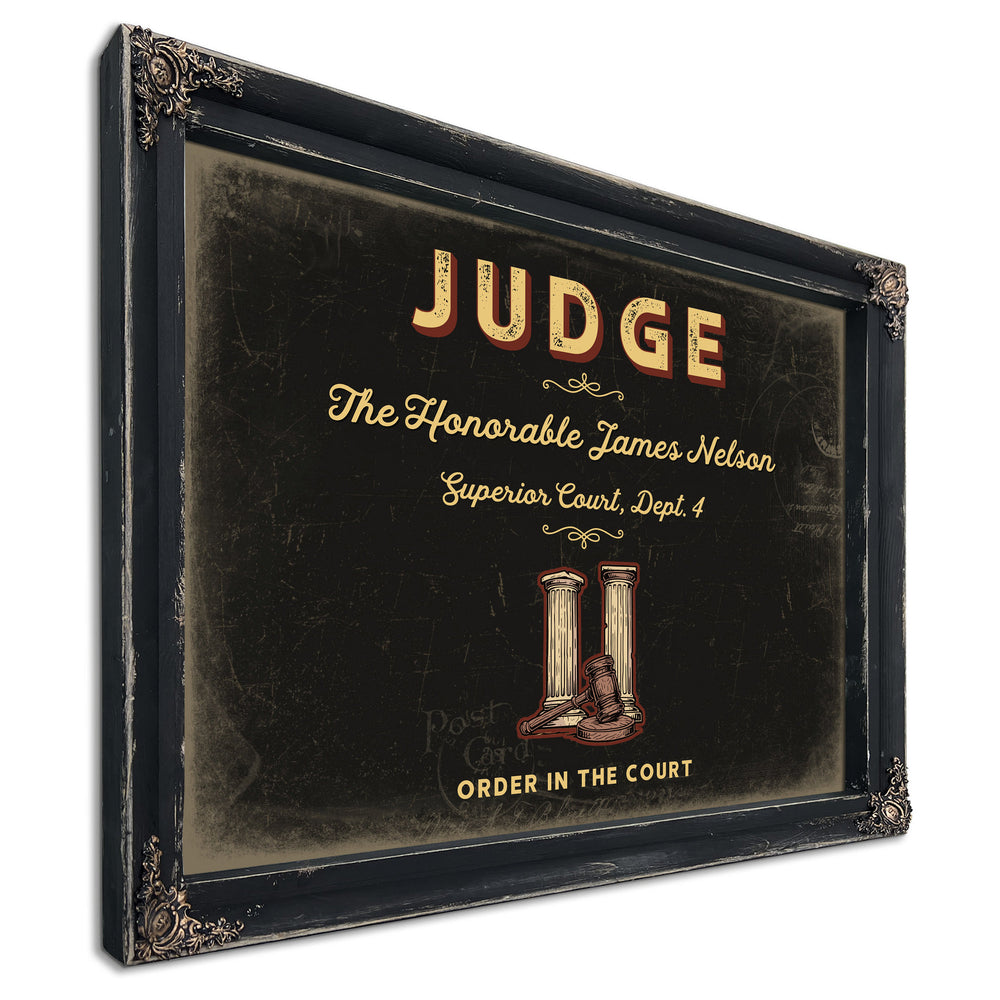 Personalized Judge Sign, Order in the Court, Black & Gold, image 1