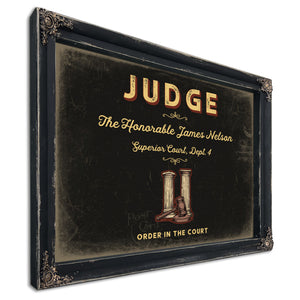 Personalized Judge Sign, Order in the Court, Black & Gold, image 1