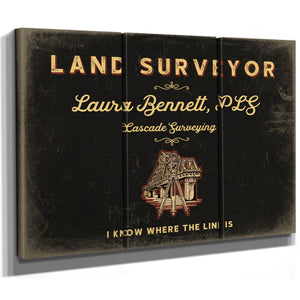 Personalized Land Surveyor Sign, I Know Where the Line Is, Black & Gold, image 14