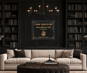 Personalized Land Surveyor Sign, I Know Where the Line Is, Black & Gold, image 16