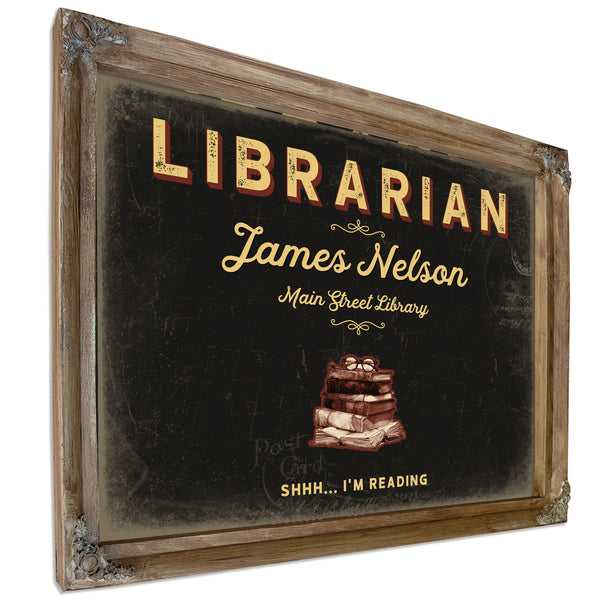 Personalized Librarian Sign, Shhh... I'm Reading, Black & Gold, image 6