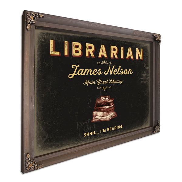 Personalized Librarian Sign, Shhh... I'm Reading, Black & Gold, image 7