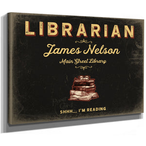 Personalized Librarian Sign, Shhh... I'm Reading, Black & Gold, image 8