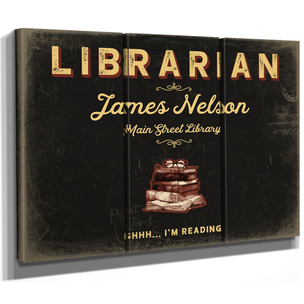 Personalized Librarian Sign, Shhh... I'm Reading, Black & Gold, image 14