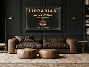 Personalized Librarian Sign, Shhh... I'm Reading, Black & Gold, image 17