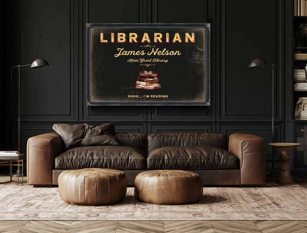 Personalized Librarian Sign, Shhh... I'm Reading, Black & Gold, image 17