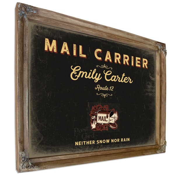 Personalized Mail Carrier Sign, Neither Snow Nor Rain, Black & Gold, image 6