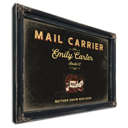 Personalized Mail Carrier Sign, Neither Snow Nor Rain, Black & Gold, image 1