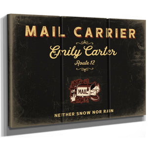 Personalized Mail Carrier Sign, Neither Snow Nor Rain, Black & Gold, image 14