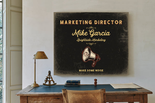 Personalized Marketing Director Sign, Make Some Noise, Black & Gold, image 2