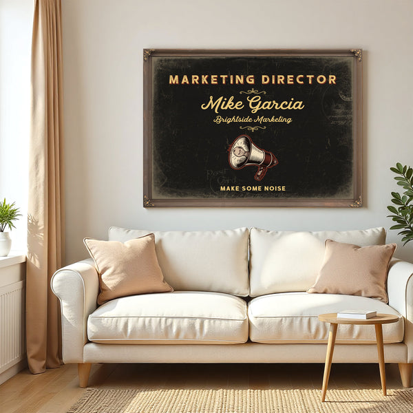 Personalized Marketing Director Sign, Make Some Noise, Black & Gold, image 5
