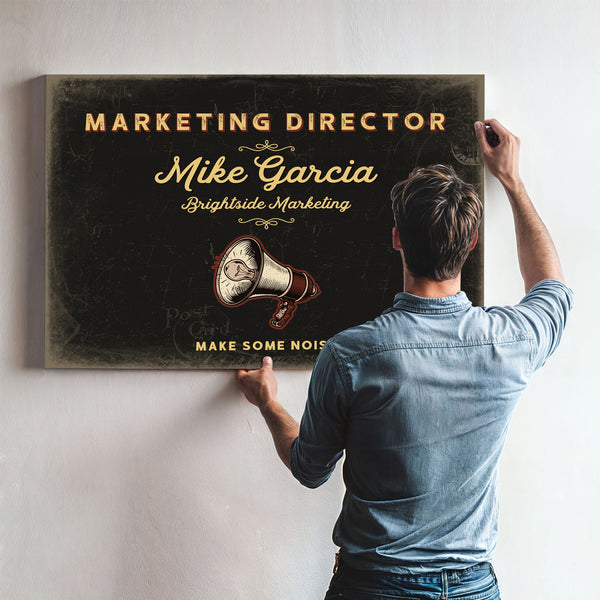 Personalized Marketing Director Sign, Make Some Noise, Black & Gold, image 9