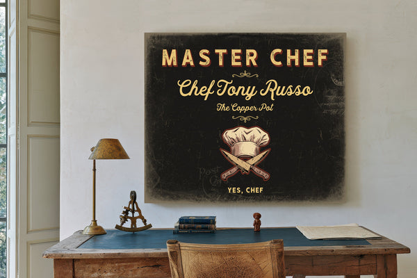Personalized Master Chef Sign, Yes, Chef, Black & Gold, image 2