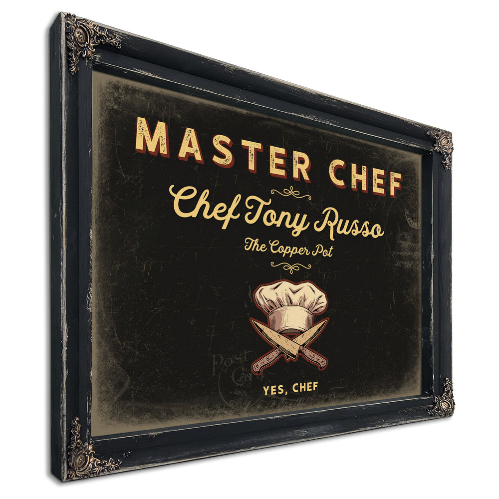 Personalized Master Chef Sign, Yes, Chef, Black & Gold, image 1