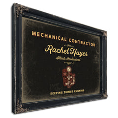 Personalized Mechanical Contractor Sign, Keeping Things Running, Black & Gold, image 1
