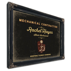 Personalized Mechanical Contractor Sign, Keeping Things Running, Black & Gold, image 1