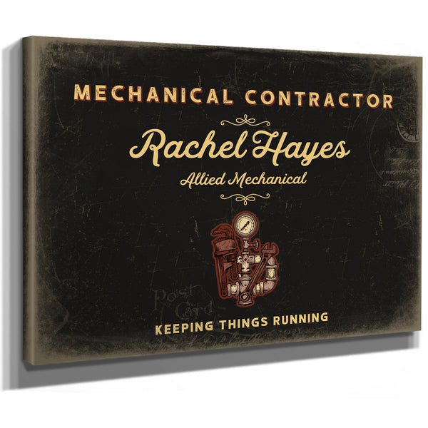 Personalized Mechanical Contractor Sign, Keeping Things Running, Black & Gold, image 8