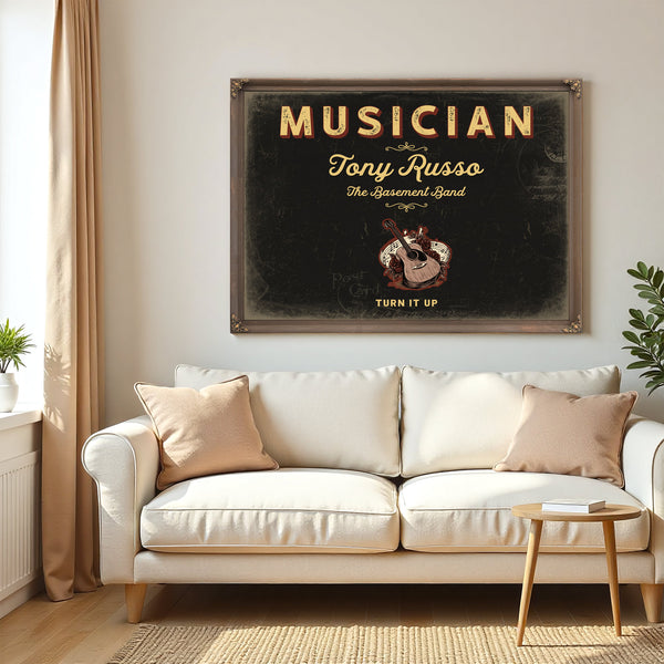Personalized Musician Sign, Turn It Up, Black & Gold, image 5