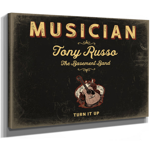 Personalized Musician Sign, Turn It Up, Black & Gold, image 8