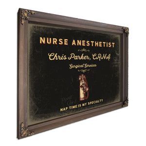 Personalized Nurse Anesthetist Sign, Nap Time Is My Specialty, Black & Gold, image 7