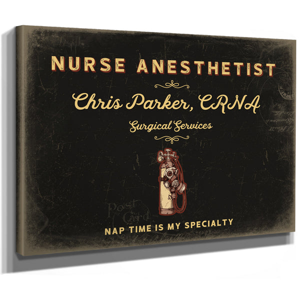 Personalized Nurse Anesthetist Sign, Nap Time Is My Specialty, Black & Gold, image 8