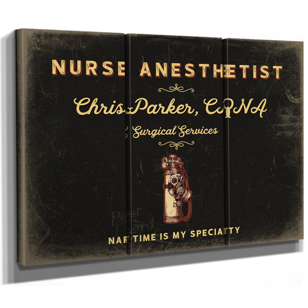Personalized Nurse Anesthetist Sign, Nap Time Is My Specialty, Black & Gold, image 14