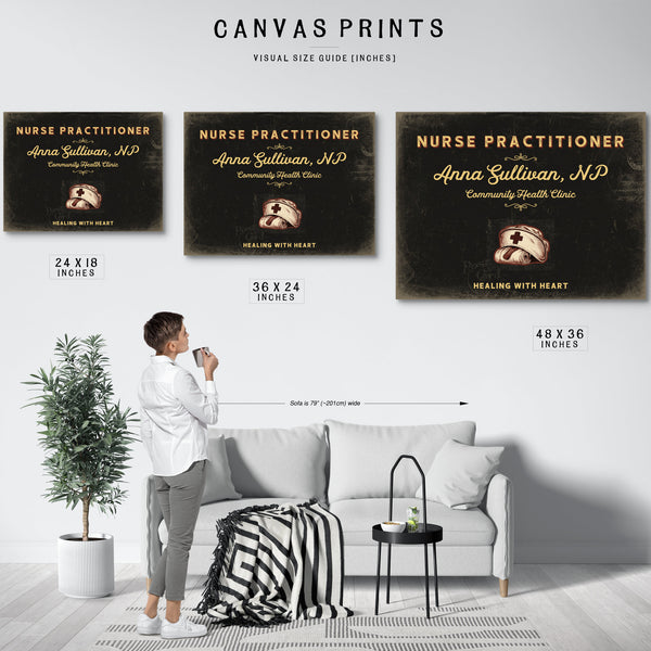 Personalized Nurse Practitioner Sign, Healing With Heart, Black & Gold, image 10