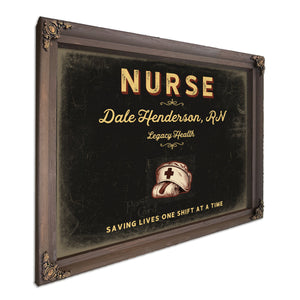 Personalized Nurse Sign, Saving Lives One Shift at a Time, Black & Gold, image 7