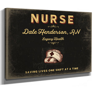 Personalized Nurse Sign, Saving Lives One Shift at a Time, Black & Gold, image 8