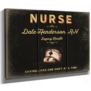 Personalized Nurse Sign, Saving Lives One Shift at a Time, Black & Gold, image 14
