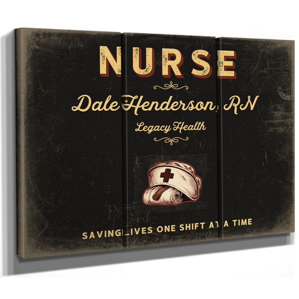Personalized Nurse Sign, Saving Lives One Shift at a Time, Black & Gold, image 14