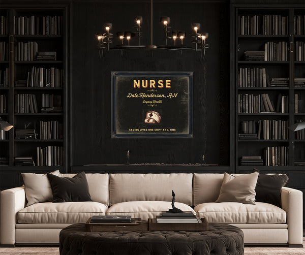 Personalized Nurse Sign, Saving Lives One Shift at a Time, Black & Gold, image 16