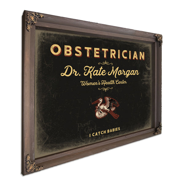Personalized Obstetrician Sign, I Catch Babies, Black & Gold, image 7