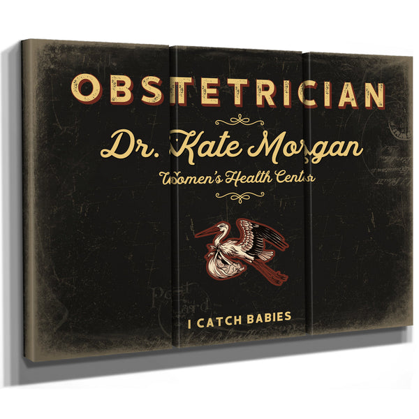 Personalized Obstetrician Sign, I Catch Babies, Black & Gold, image 14