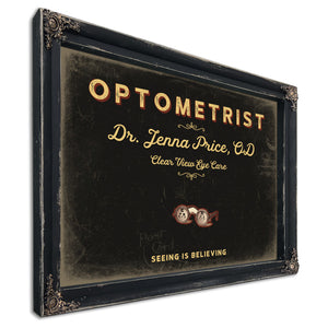 Personalized Optometrist Sign, Seeing Is Believing, Black & Gold, image 1