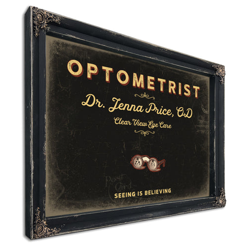 Personalized Optometrist Sign, Seeing Is Believing, Black & Gold, image 1