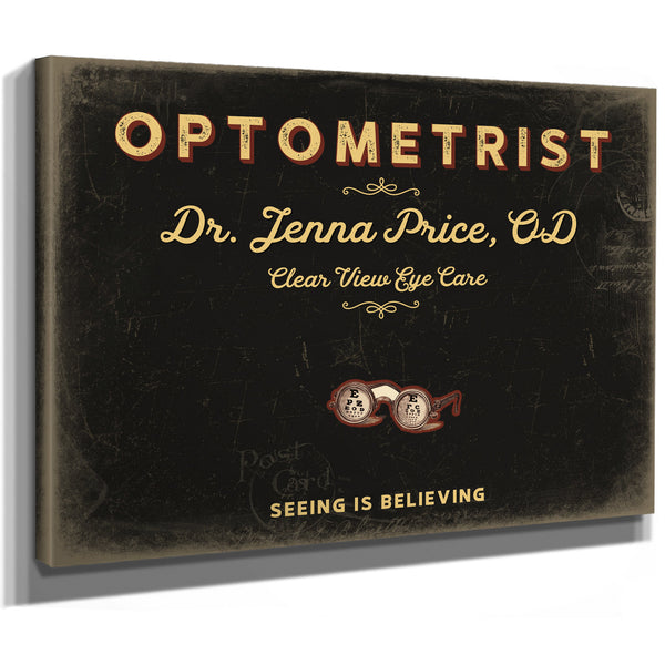 Personalized Optometrist Sign, Seeing Is Believing, Black & Gold, image 8