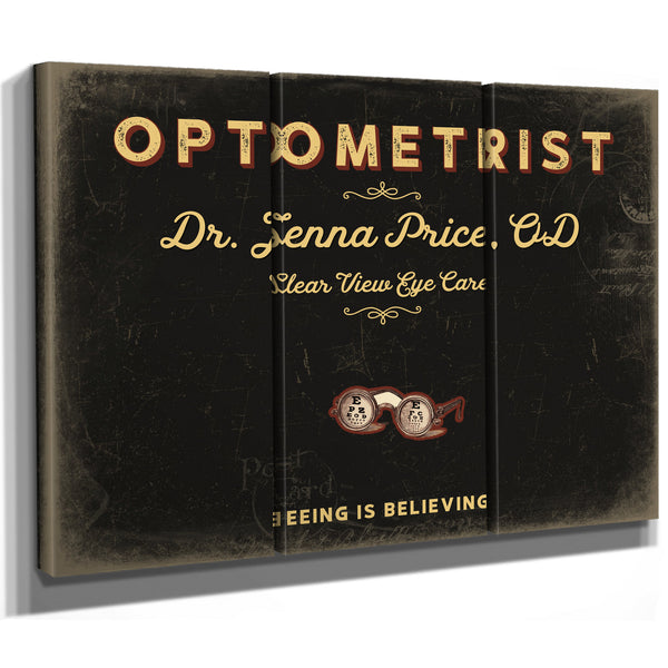 Personalized Optometrist Sign, Seeing Is Believing, Black & Gold, image 14