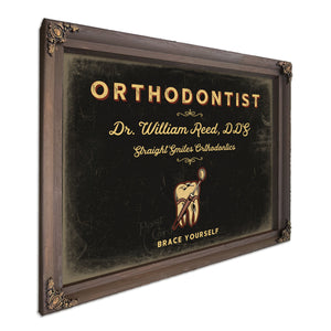Personalized Orthodontist Sign, Brace Yourself, Black & Gold, image 7