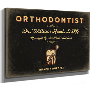 Personalized Orthodontist Sign, Brace Yourself, Black & Gold, image 8