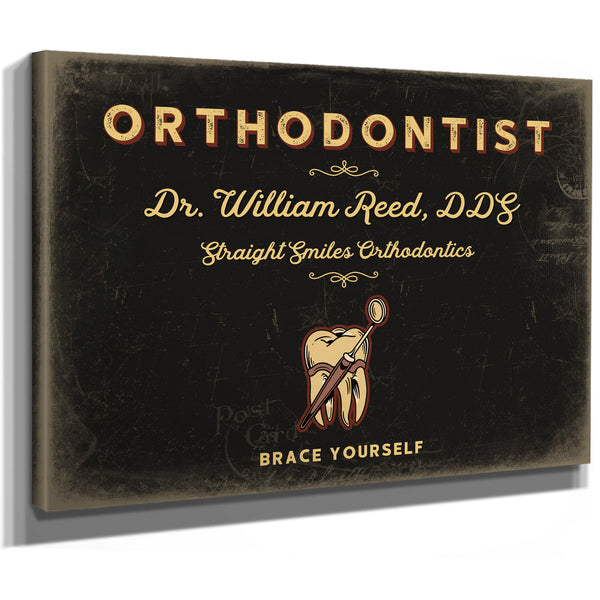 Personalized Orthodontist Sign, Brace Yourself, Black & Gold, image 8