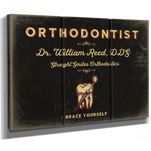 Personalized Orthodontist Sign, Brace Yourself, Black & Gold, image 14