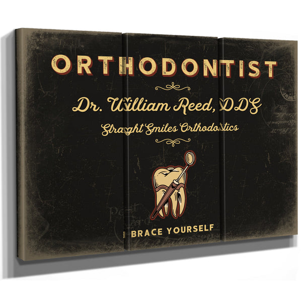Personalized Orthodontist Sign, Brace Yourself, Black & Gold, image 14