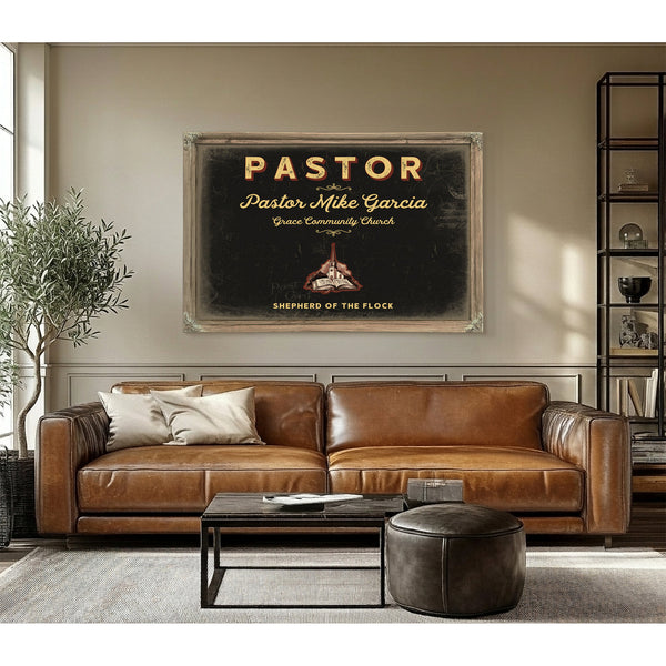 Personalized Pastor Sign, Shepherd of the Flock, Black & Gold, image 3